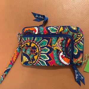 Vera Bradley Navy Multi Paisley Quilted Wristlet